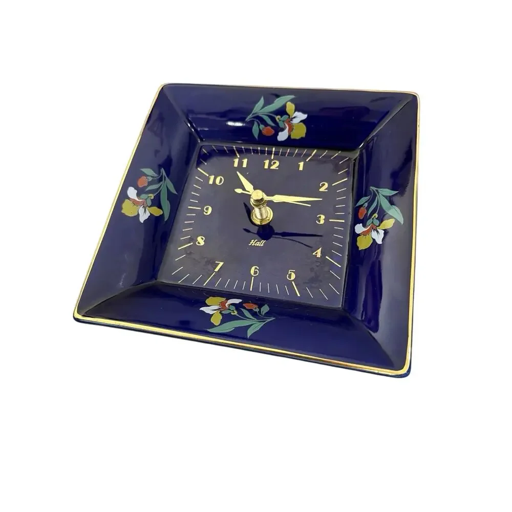 China Specialties Blue Blossom Square Wall Clock Fiesta, Hall Vintage Floral